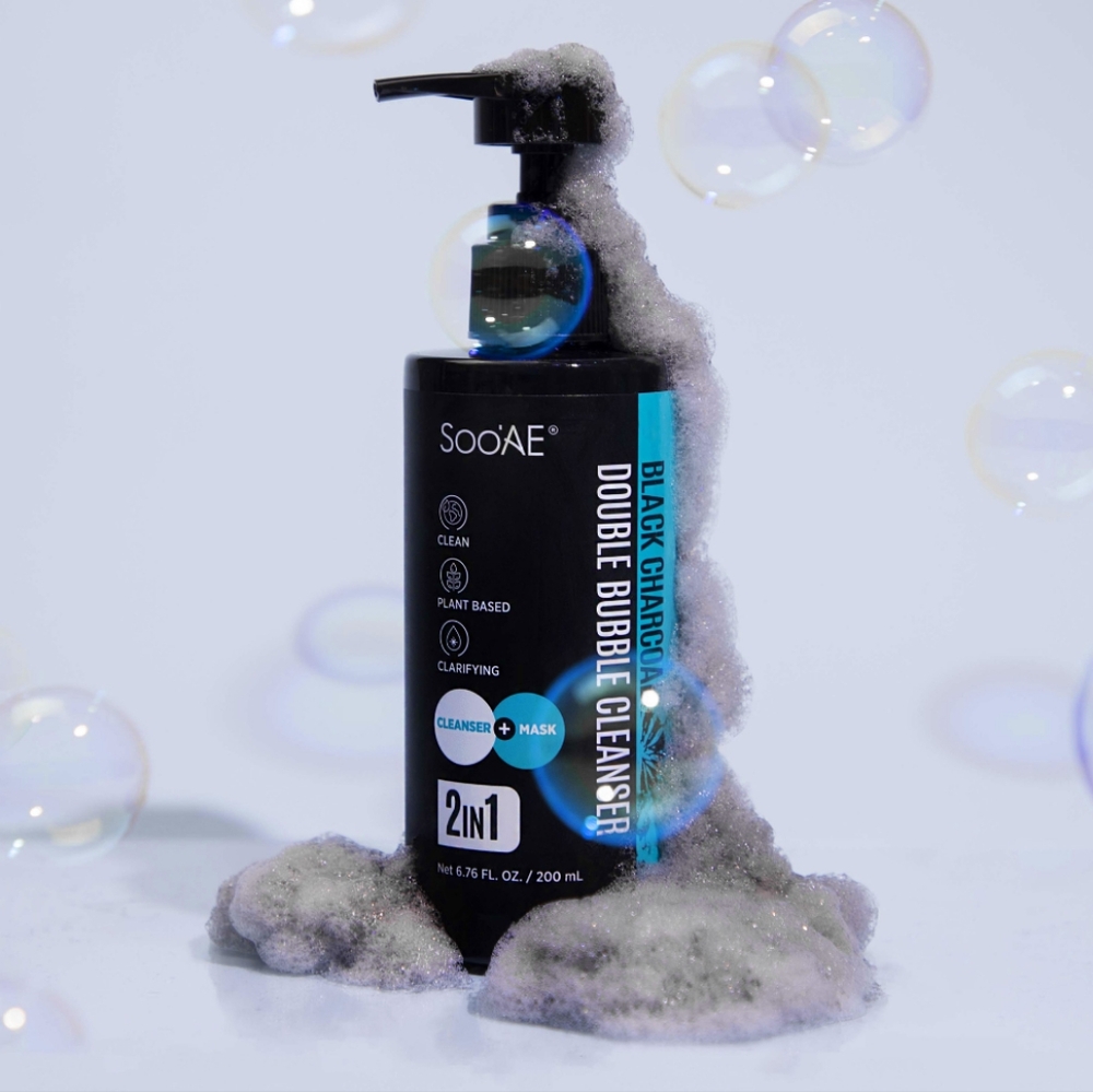 Soo'AE Black Charcoal Double Bubble Mask Cleanser 2 𝗶𝗻 1